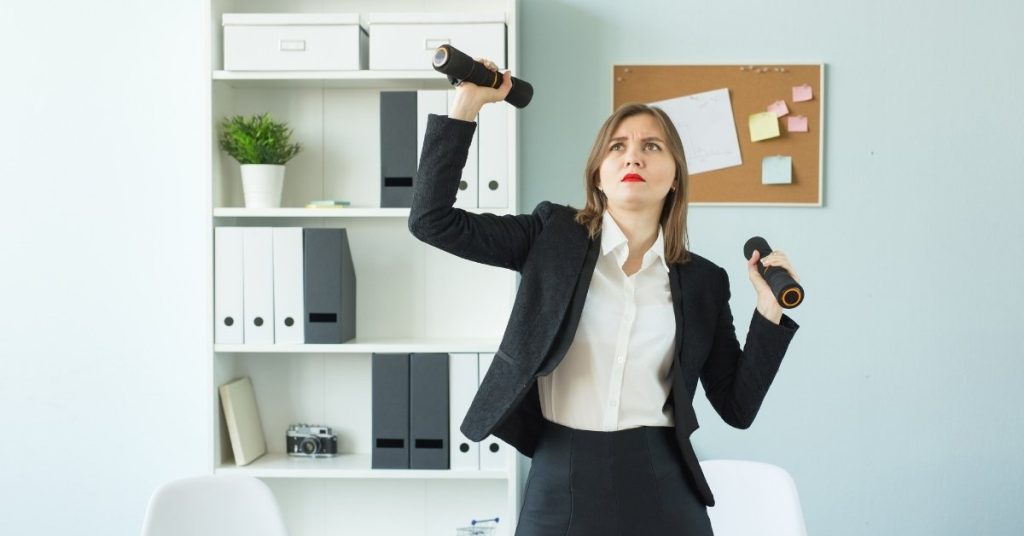 Woman Exercising at Work