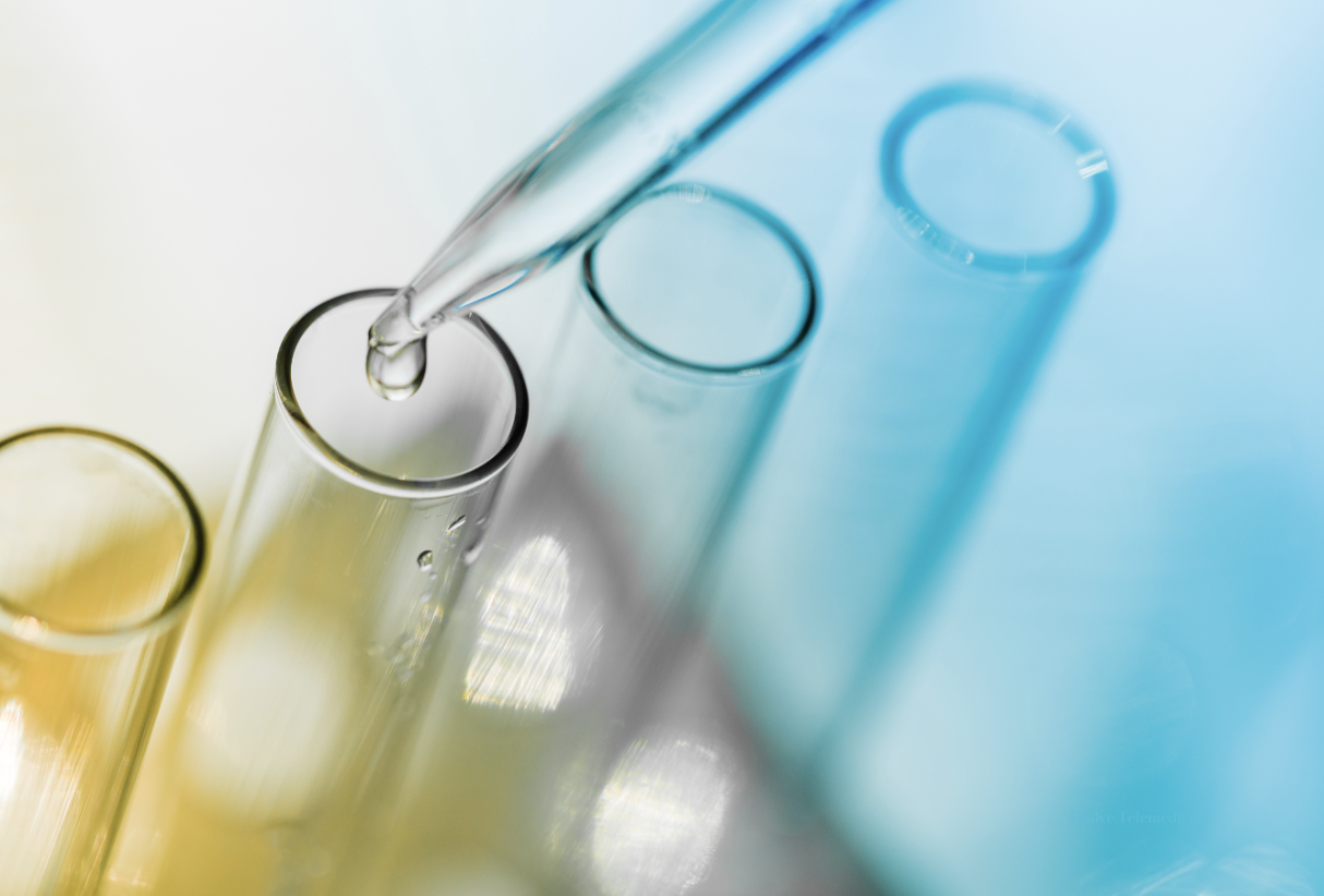 Closeup of lab test tubes