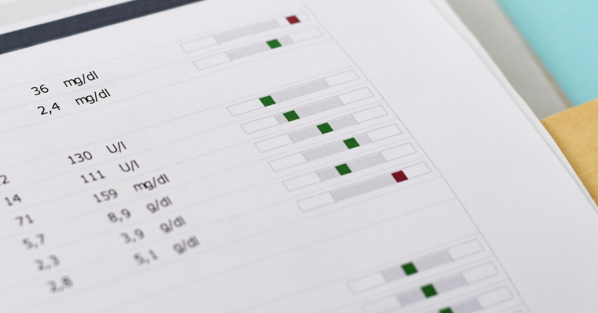 Paper showing blood marker levels and hormone lab results