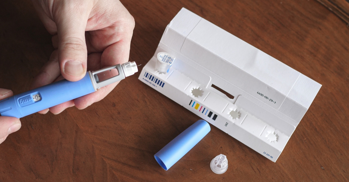 Close-up of a semaglutide injection syringe used for medically supervised weight management treatment